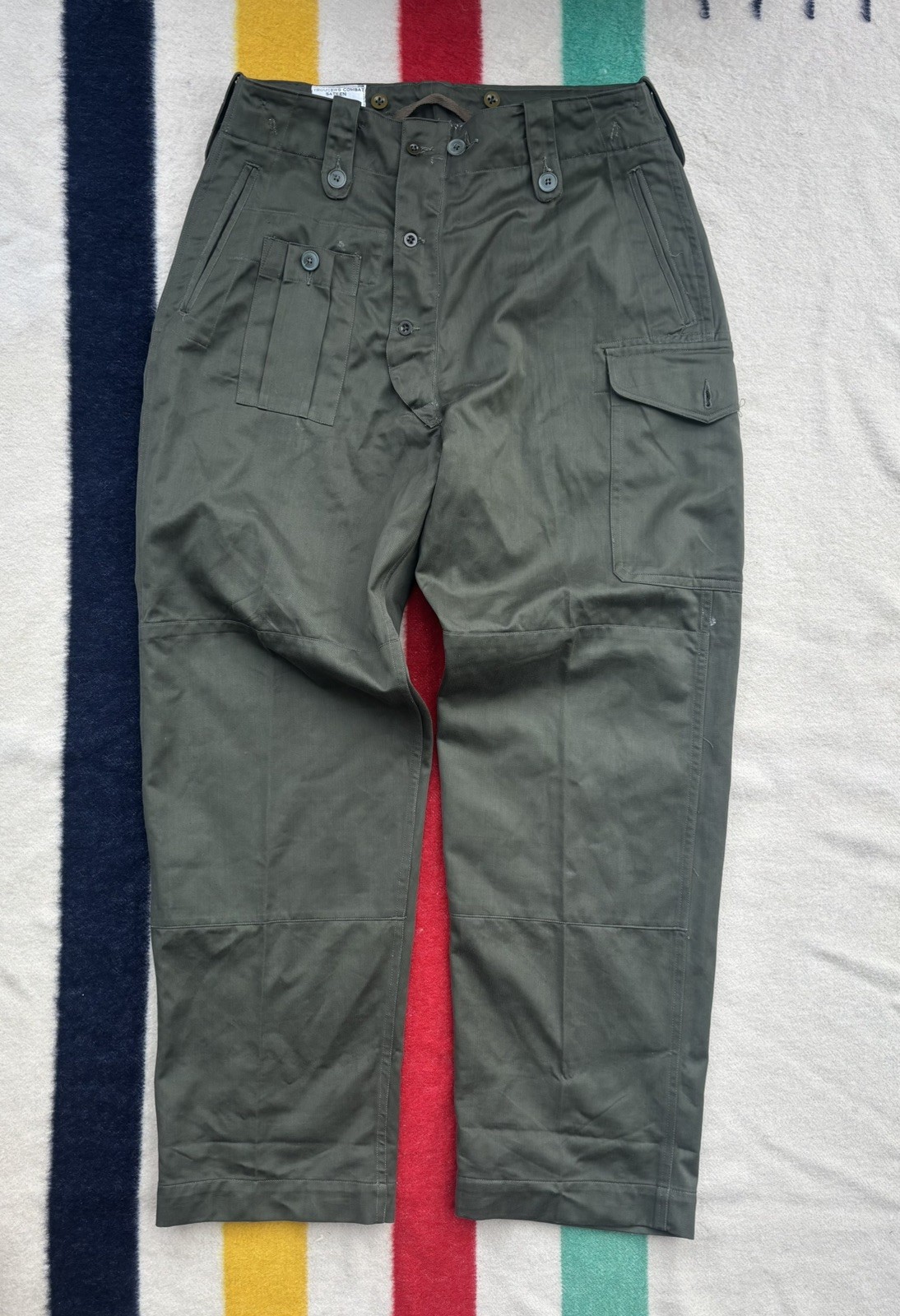 Vintage Rare 1953 British Army Combat Sateen Trousers 1952 Pattern, Swift Zip, L