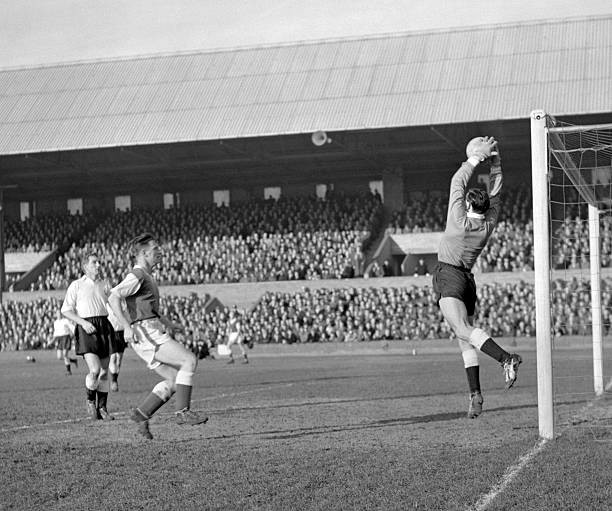 Anthony Macedo Fulhams goalkeeper saves a shot from Dennis Emery P- Old Photo