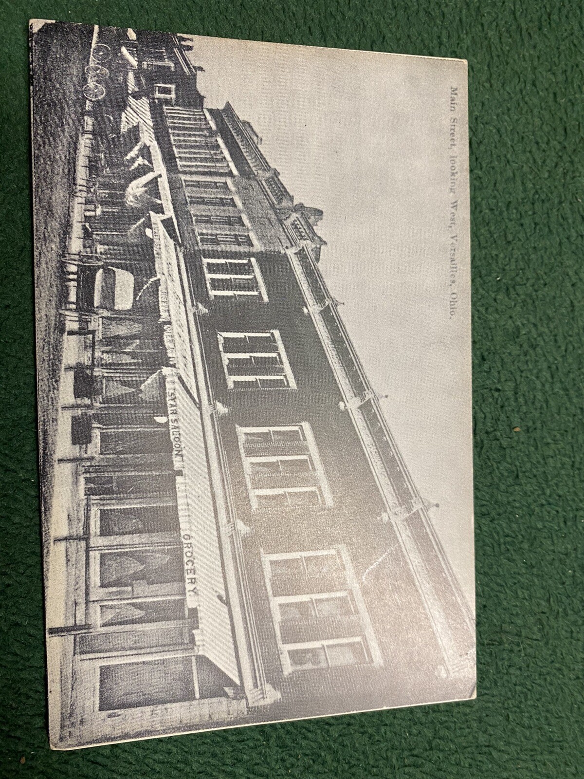 vintage postcards Main st. looking West, Versailies Ohio split back 