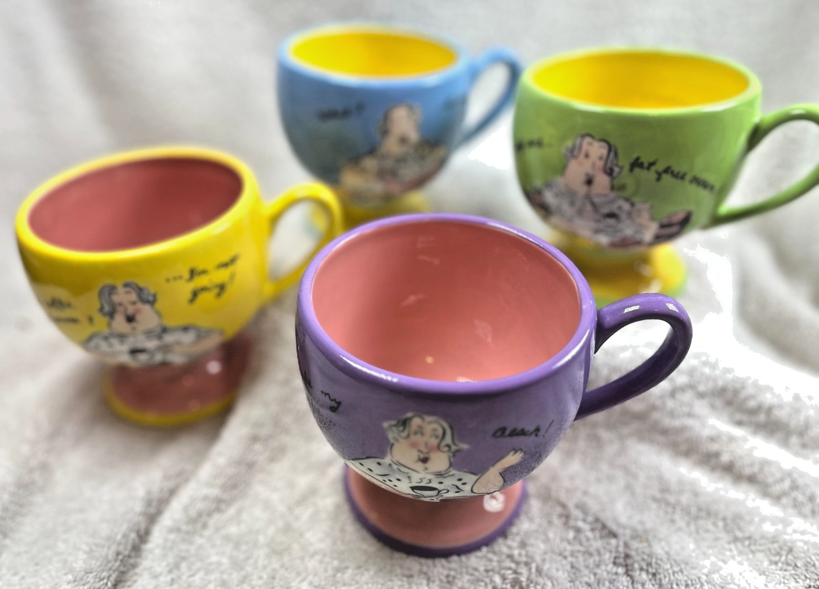 Set of 4 Old Lady MUD PIE coffee mugs(78) Set of 4 Old Lady MUD PIE coffee mugs(78)