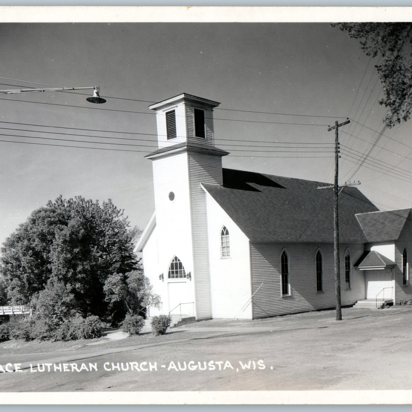 c1950s Augusta, WI Grace Lutheran Church RPPC Street Lamp Post Real Photo WI c1950s Augusta, WI Grace Lutheran Church RPPC Street Lamp Post Real Photo WI