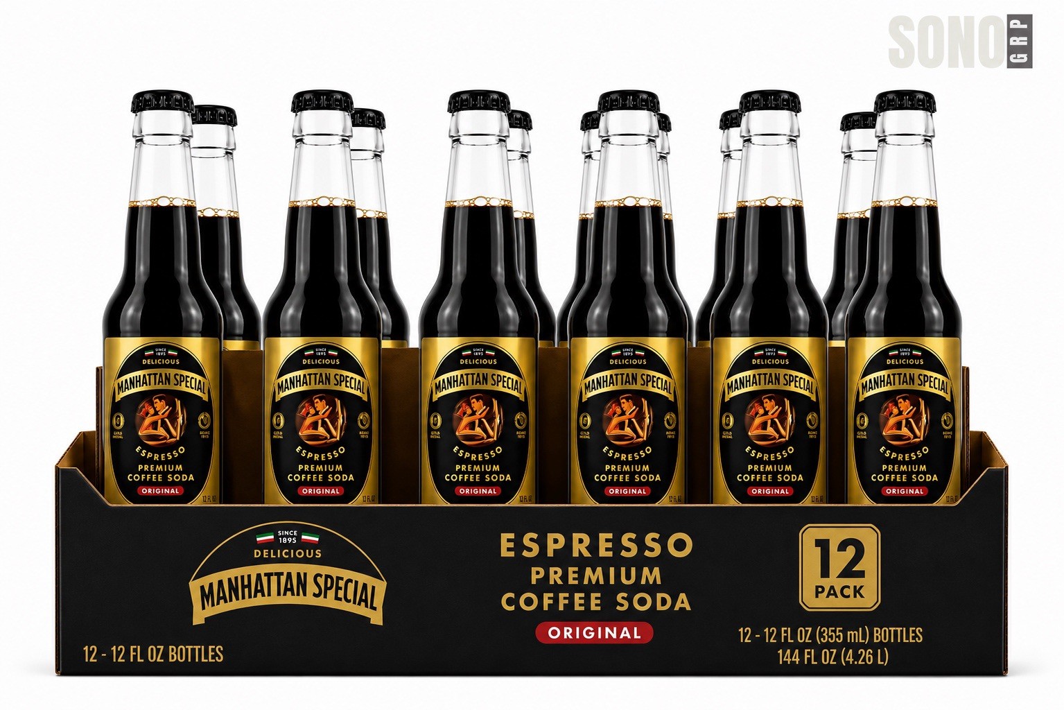 Manhattan Special Premium Coffee Soda 12oz / 12 Pack Glass Bottles