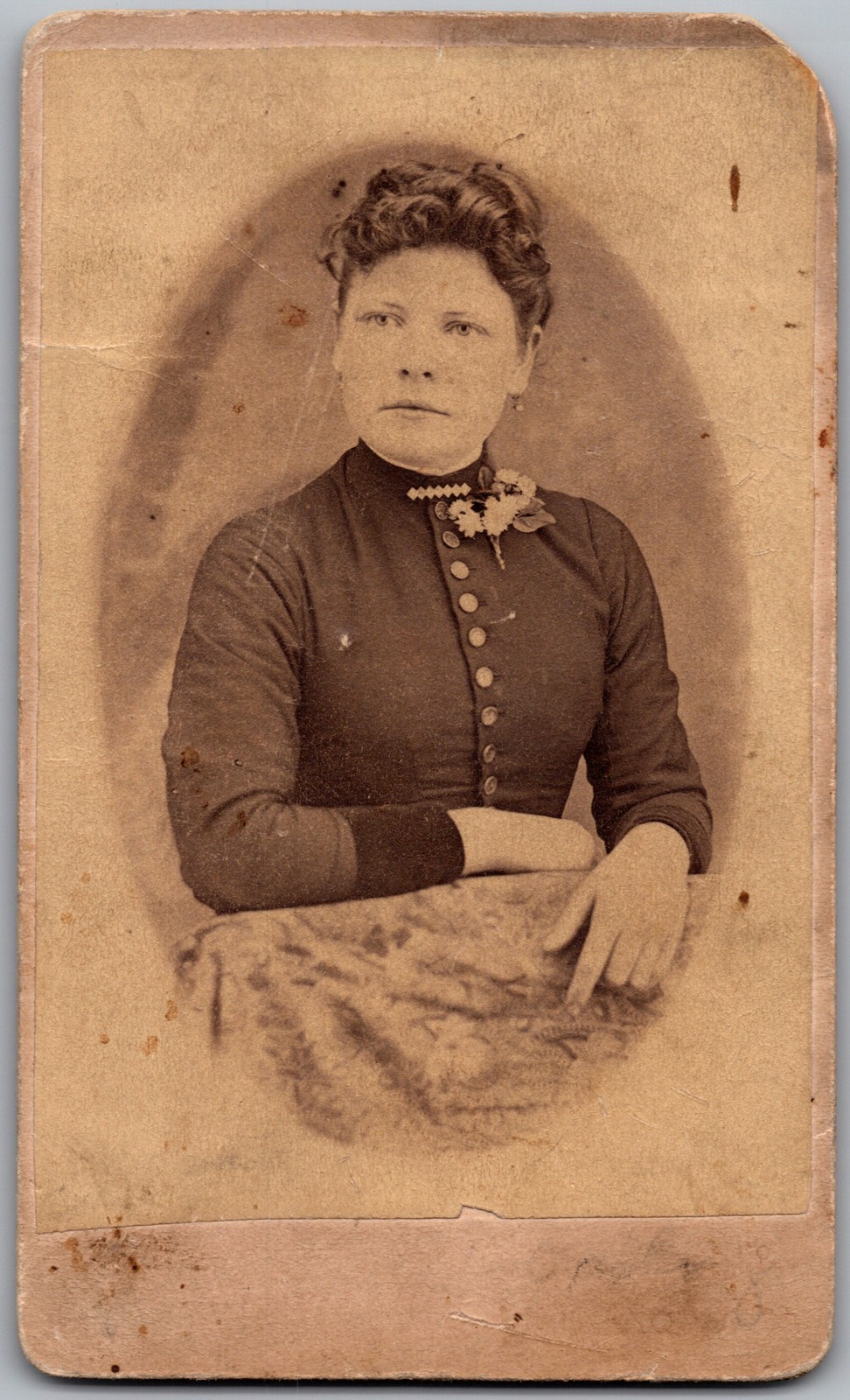 Antique CDV Circa 1880s Gorgeous Lady in Dress Unmarked