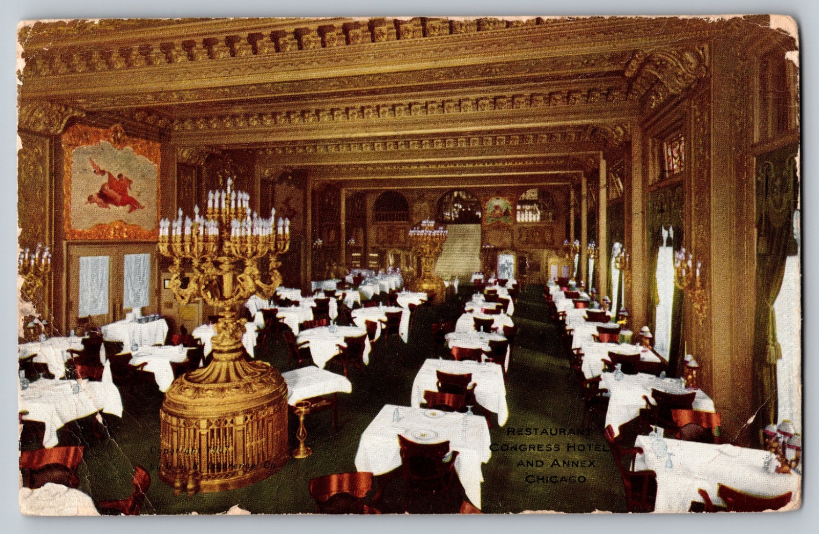CHICAGO IL CONGRESS HOTEL RESTAURANT POSTED 1910 ant 6x4 Postcard B03