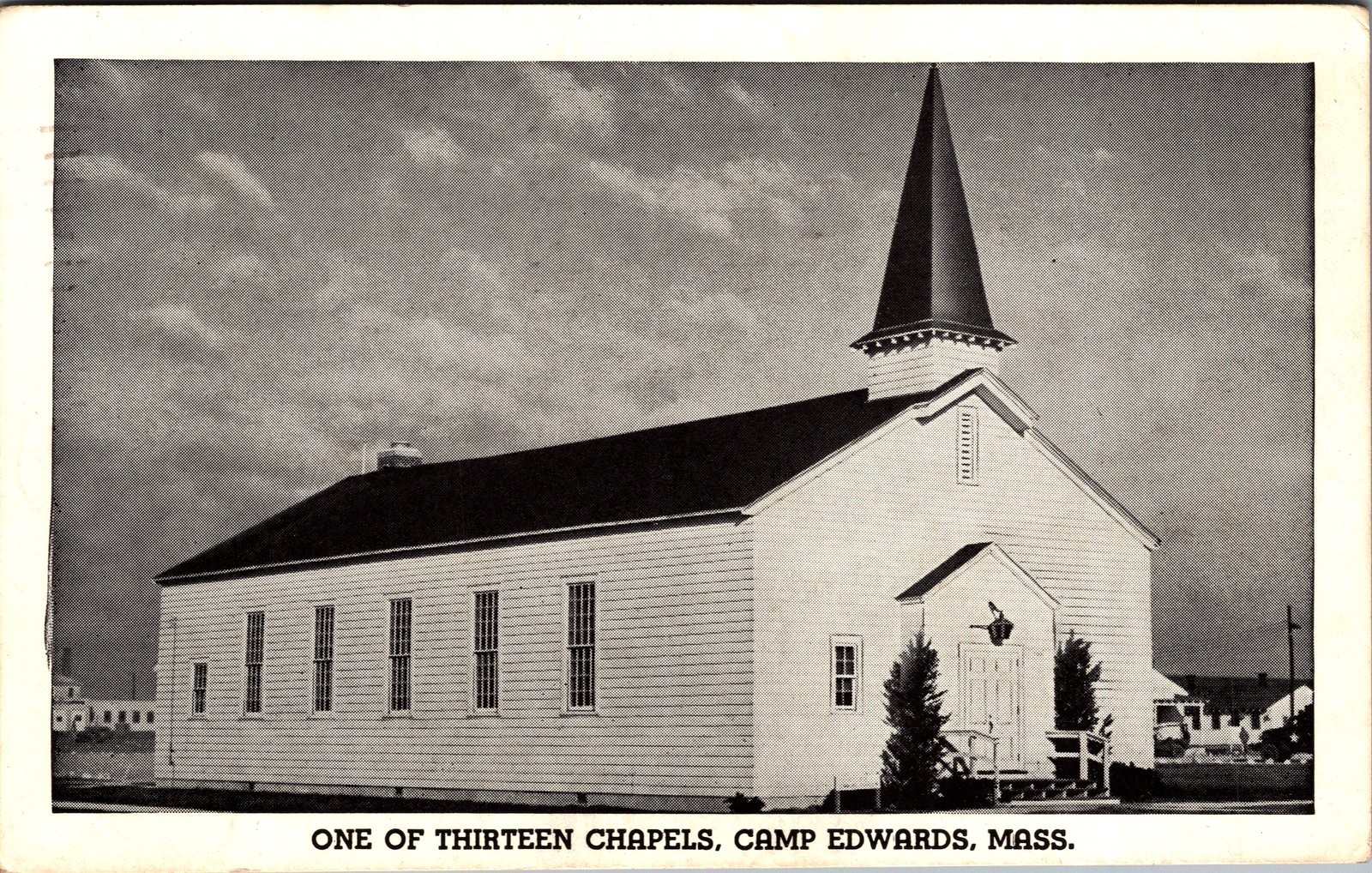 1944 Camp Edwards MA Chapel Military Postcard World War II