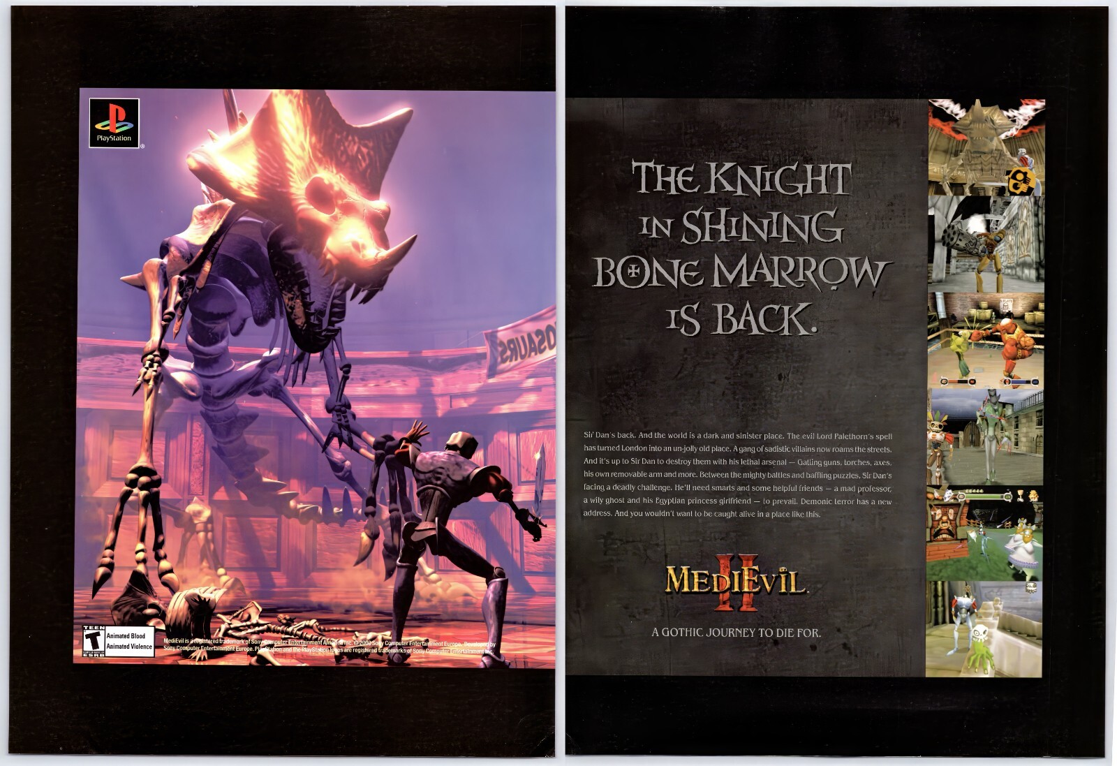 Vintage Print Ad 2000 MediEvil II 2 PlayStation PS1 Original Promo Poster Art
