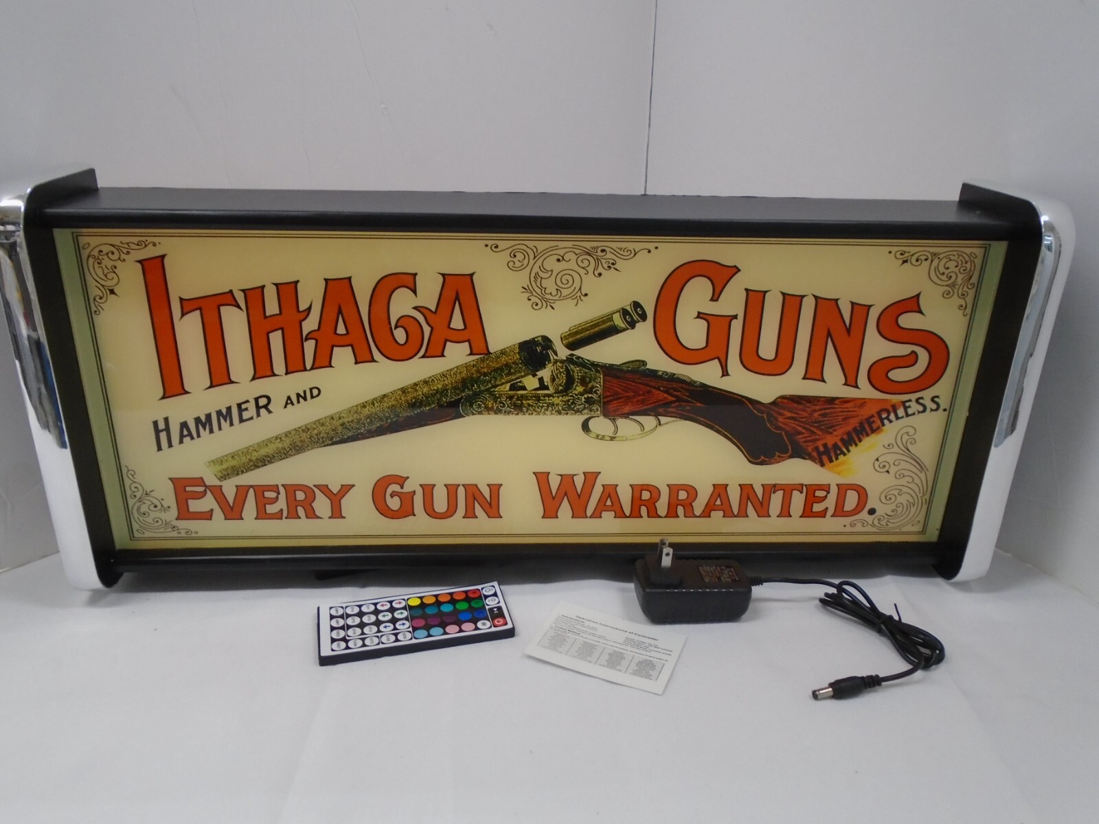 Ithaca Guns Every Gun Warranted LED Display lighted sign lightbox Hanging Light