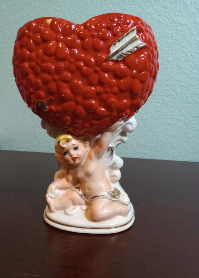 ADORABLE RARE Relpro #A-1842 Vintage Cherub Heart Valentine’s Day Planter/Vase ADORABLE RARE Relpro #A-1842 Vintage Cherub Heart Valentine’s Day Planter/Vase
