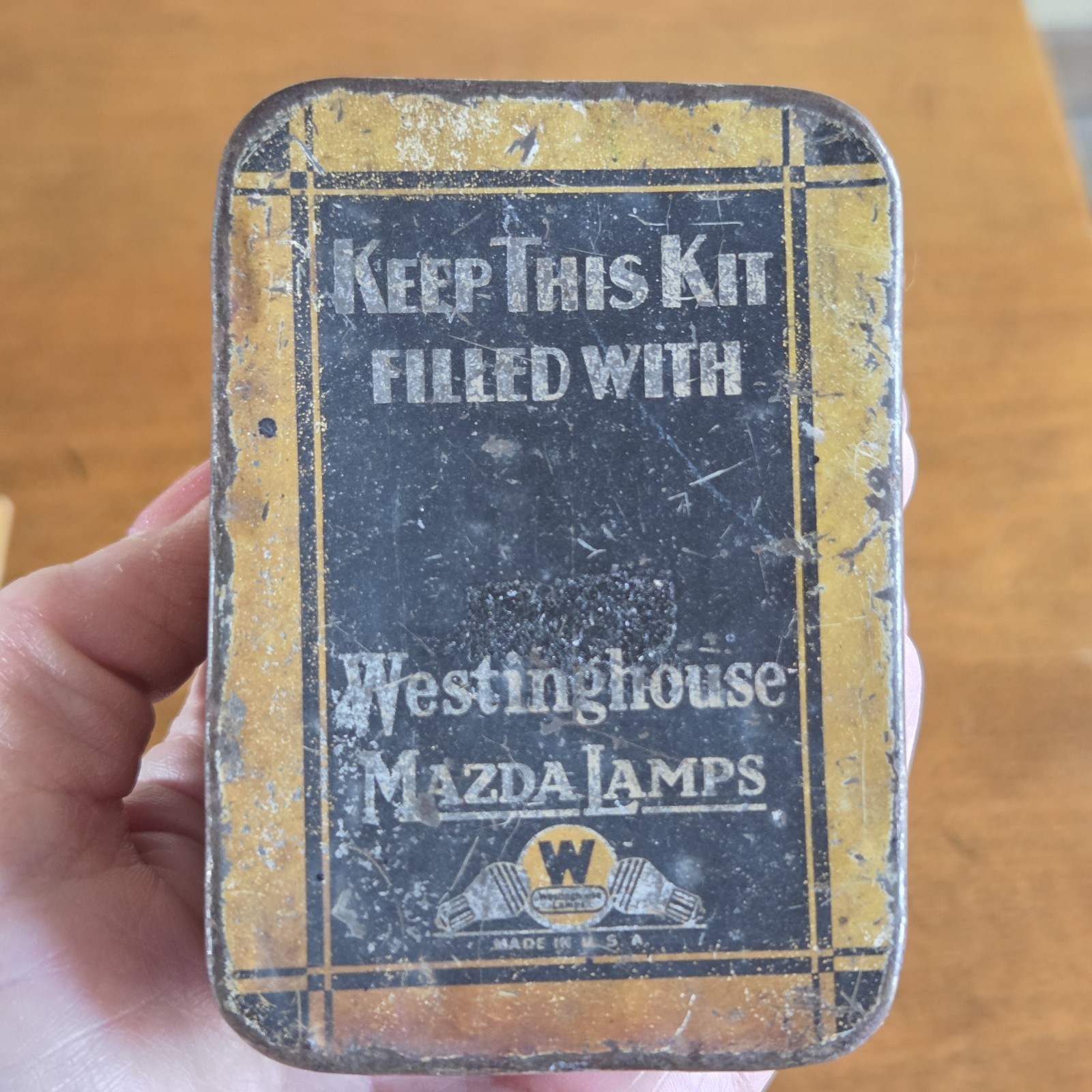 Vintage Westinghouse Mazda Car Auto Parts Lamp Bulb Advertising Tin Rough