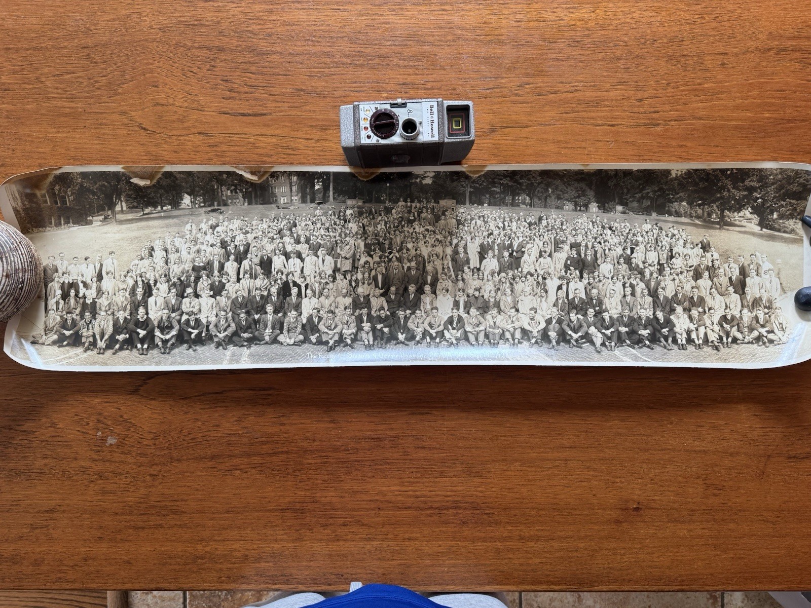 Vintage Antique Yard Long Panoramic Photo Denison University Granville OH 1928