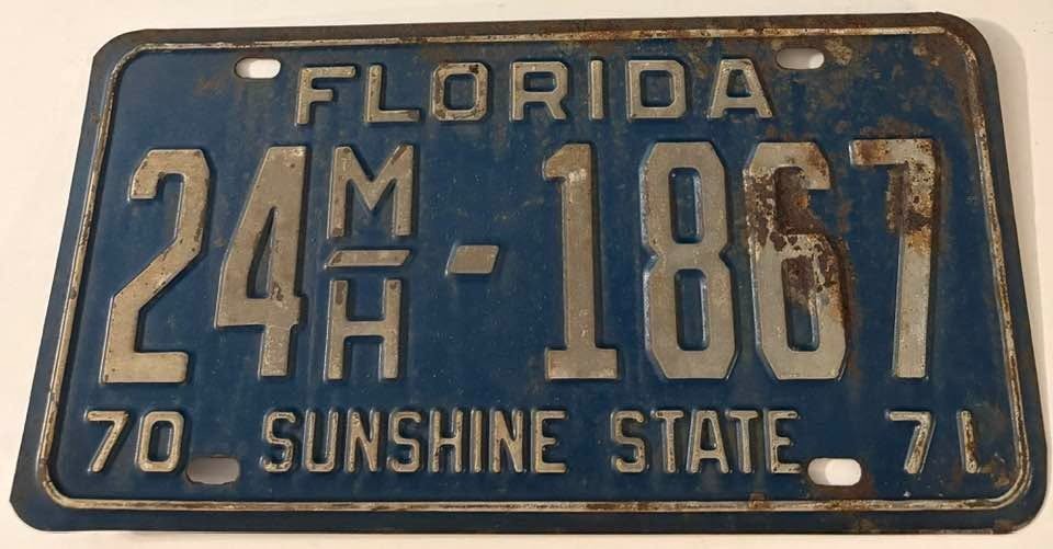 Vintage 1970 1971 Florida Mobile Home License Plate 24 MH 1867 St. Lucie Pierce