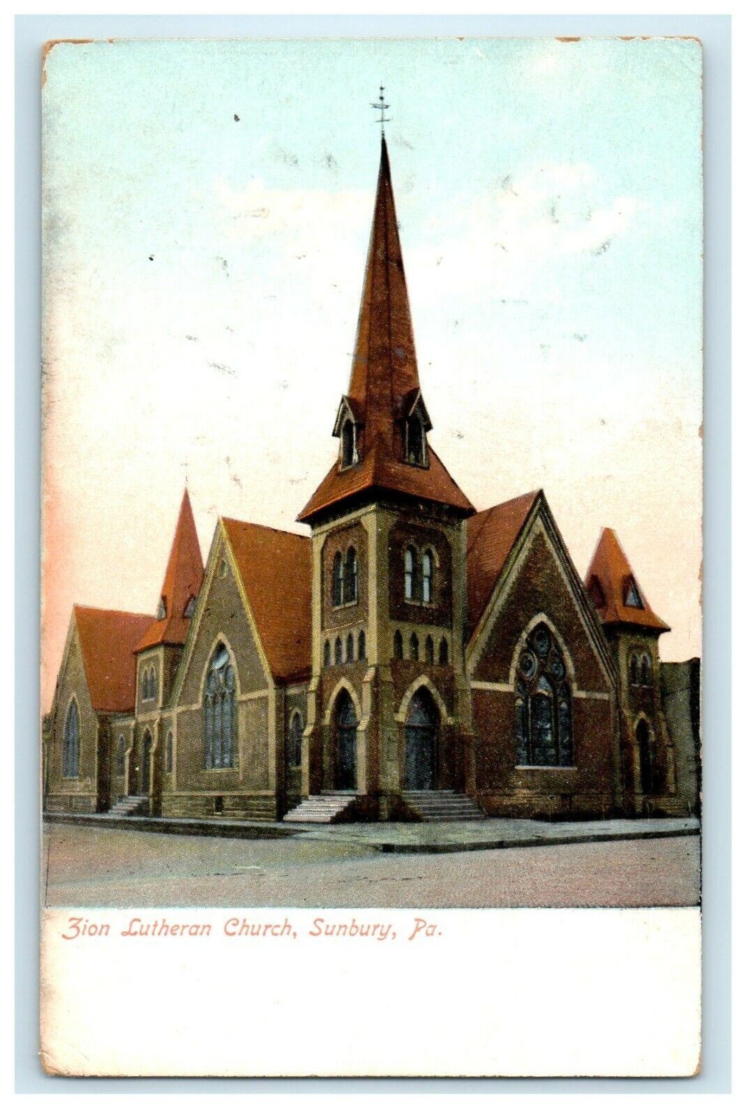 c1905 Zion Lutheran Church Sunbury Pennsylvania PA Undivided Back Postcard