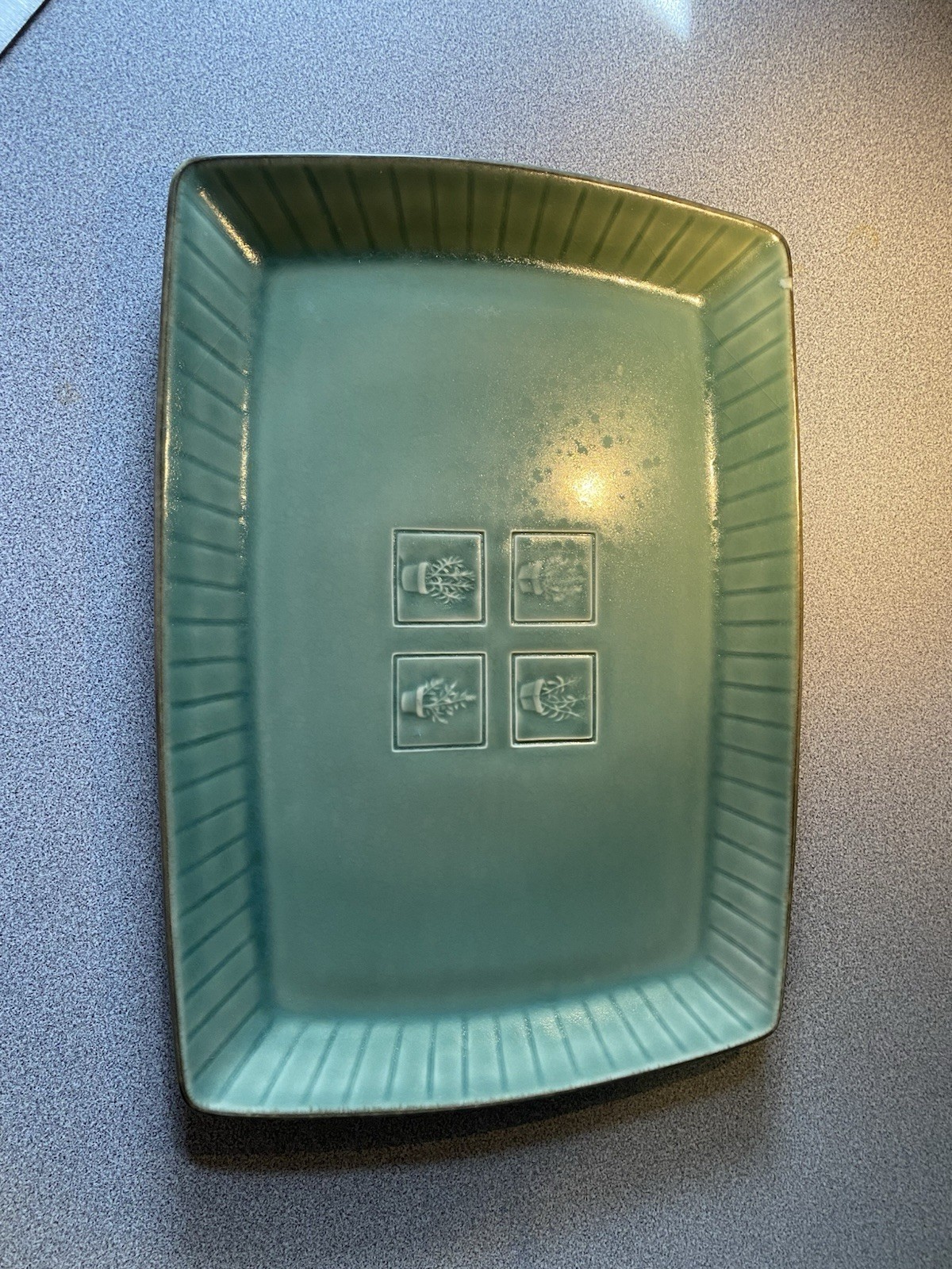 Discontinued Pfaltzgraff Natural wood Serenity Green Platter Serving Tray Exc