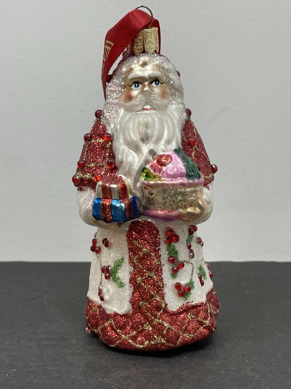 Waterford Holiday Heirlooms 5” Santa Holly berries Robe Gifts Ornament 