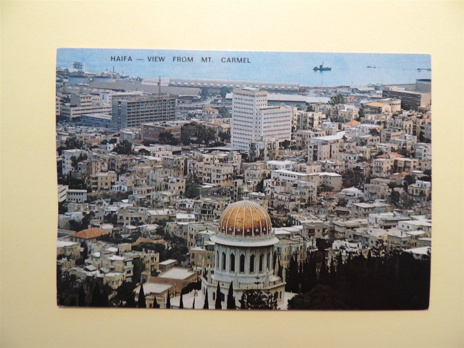 Haifa Israel vintage postcard aerial view from Mt. Carmel