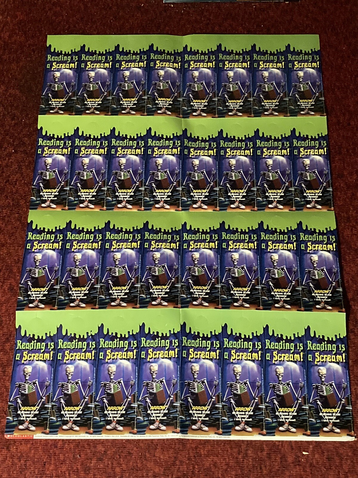 Goosebumps Reading Scream Scholastic Doorknob Hangers Sheet of 32 1996 1990s