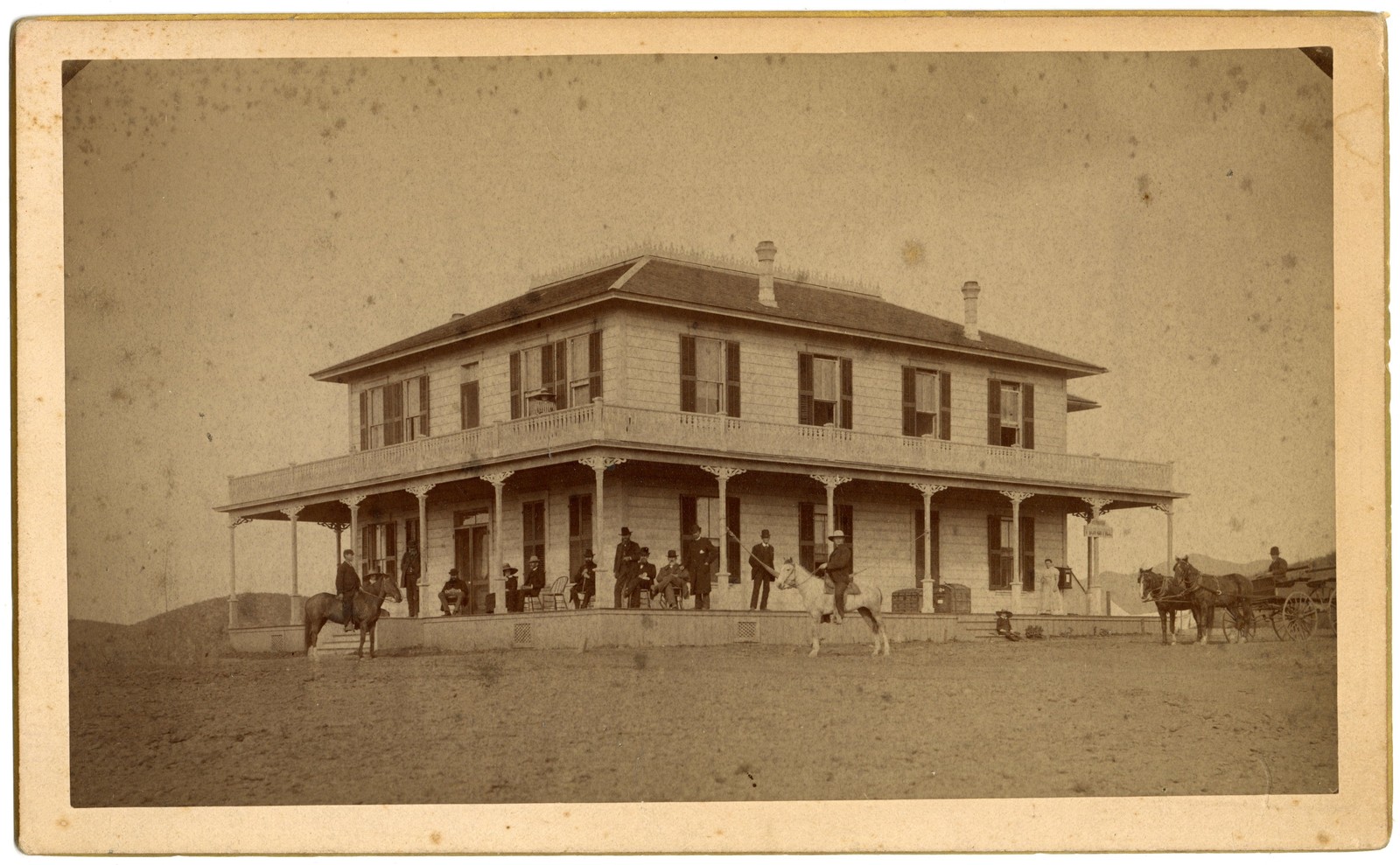 1880s Albumen Boudoir Card Photo Hermosa Vista Hotel, Pasadena, California