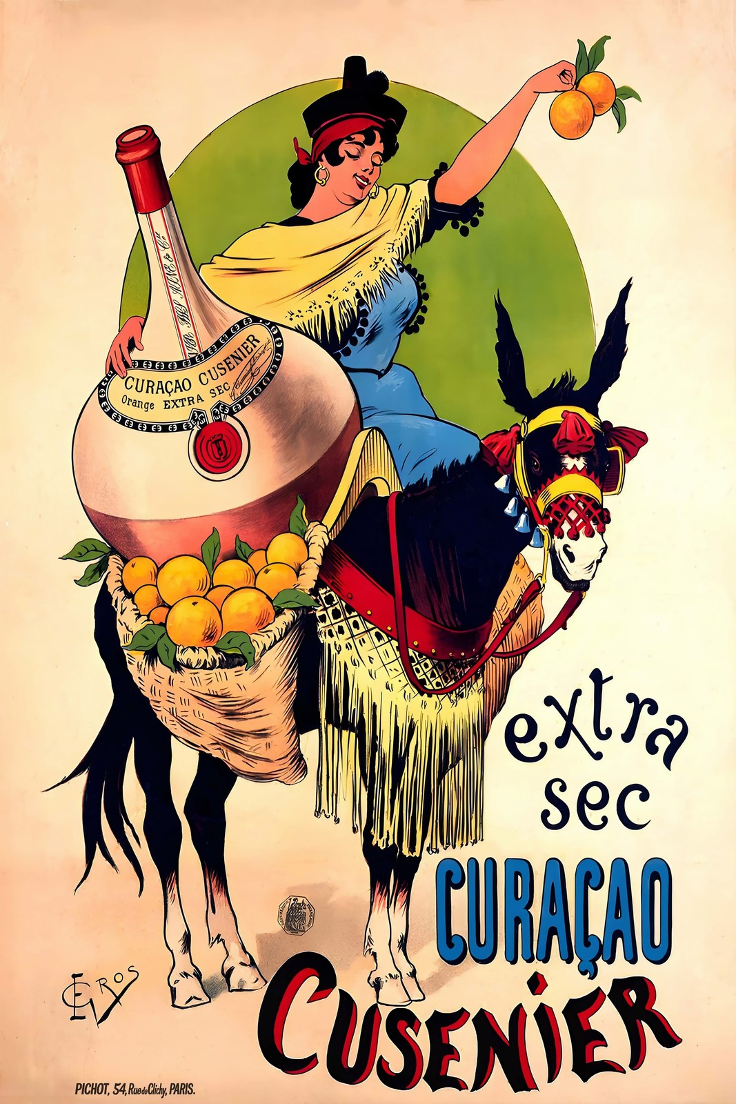 Vintage Curaçao Cusenier Poster 🍊 Art Print 12x18” Premium Matte