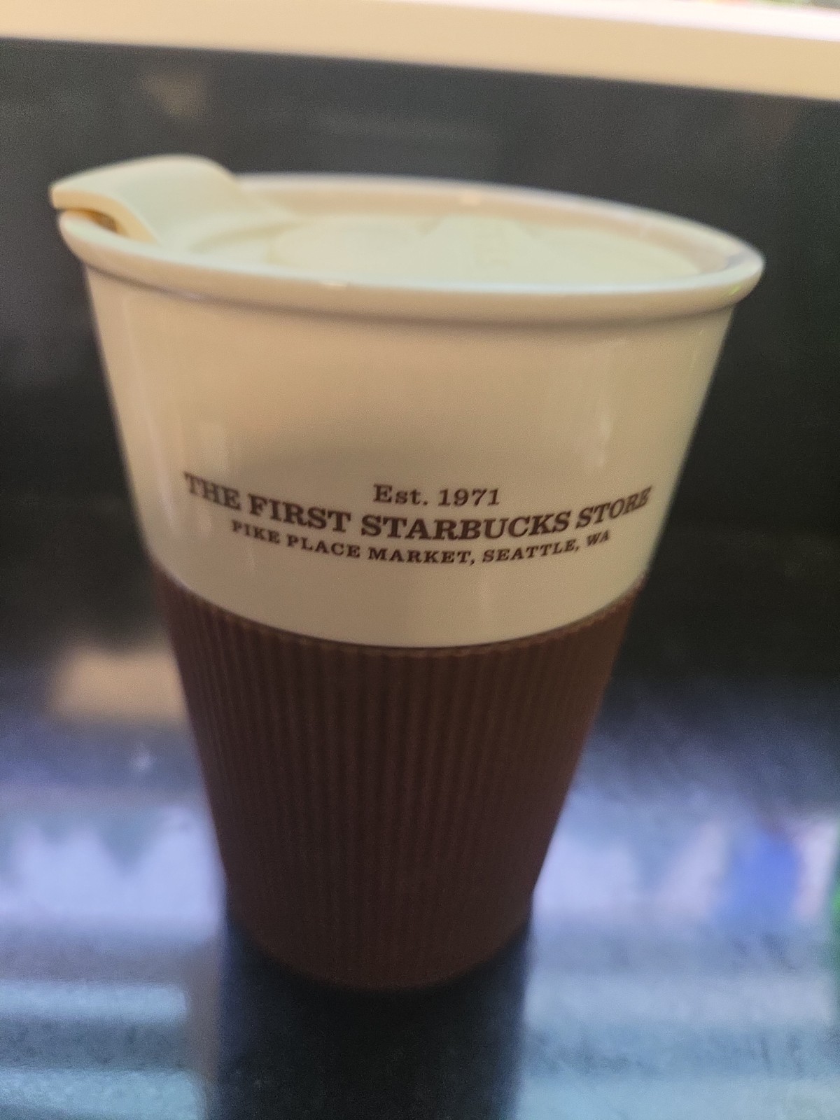 2012 Starbucks Coffee 8oz Travel Cup “Est. 1971, The First Starbucks Store” Rare