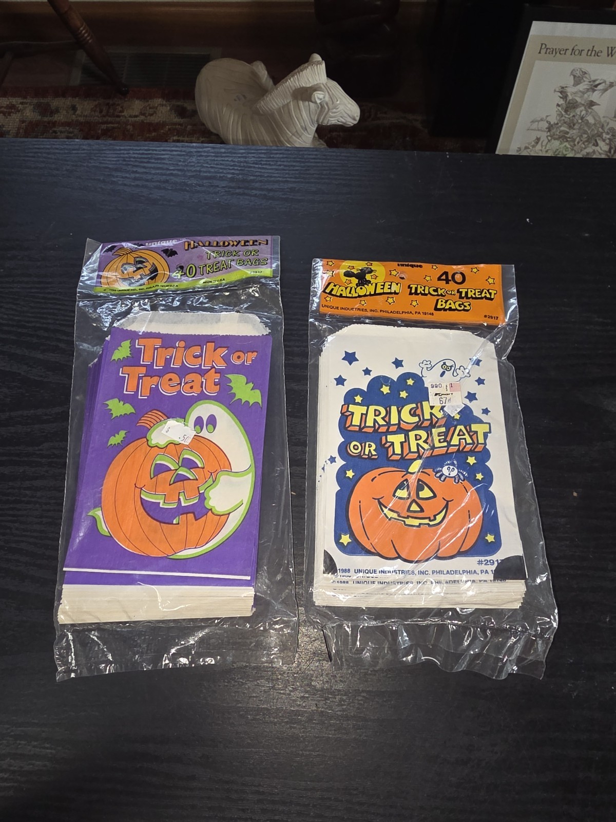 Lot Of 2 Vintage 1988 1993 Unique Ind 40Ct Halloween Punpkin Trick or Treat Bags