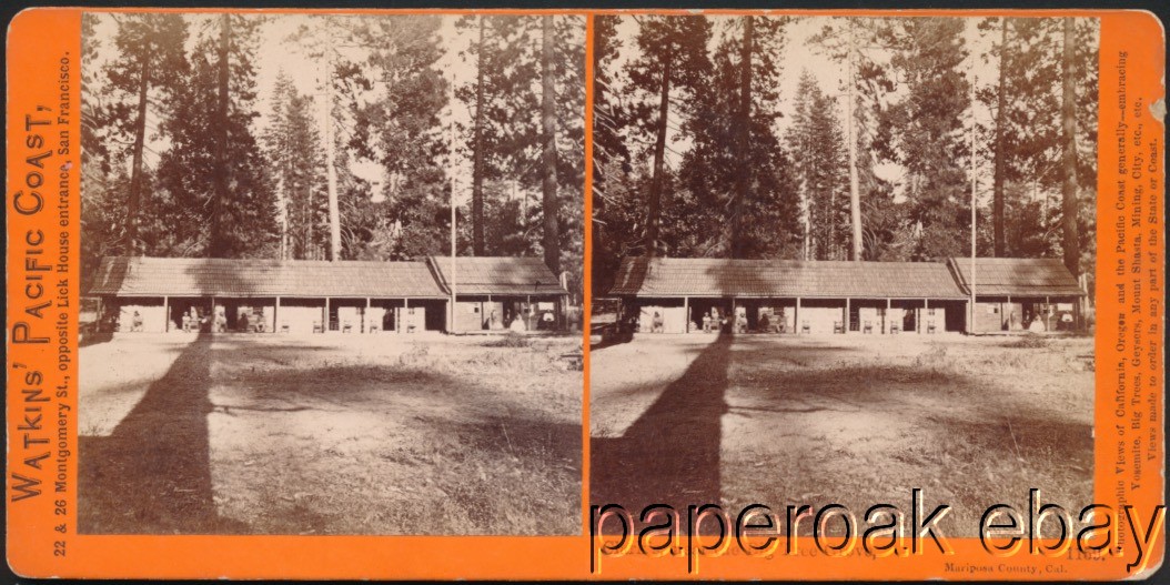 ca1870\'s Clark\'s Hotel Near Big Tree Grove Yosemite Watkins Stereoview