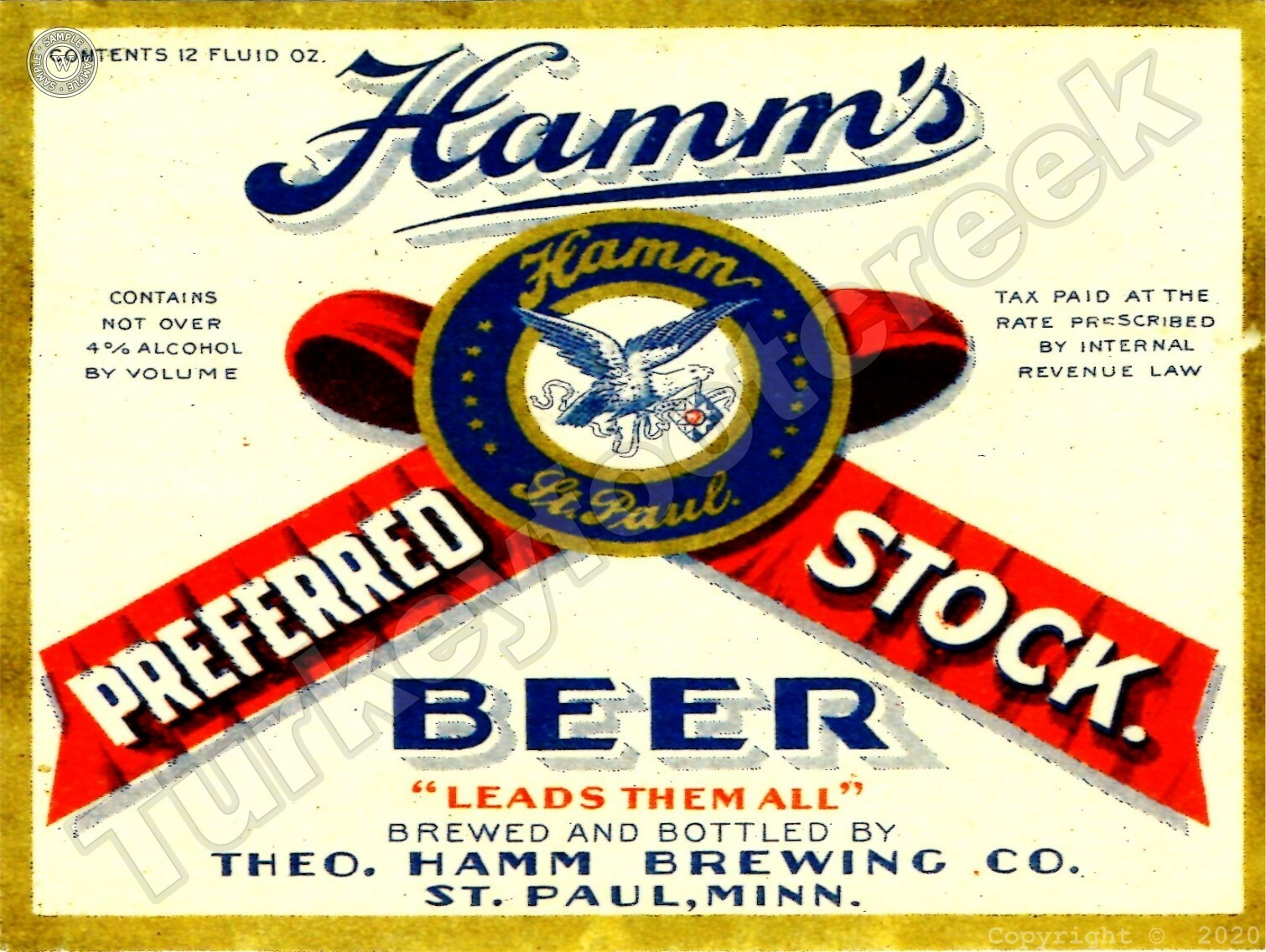 Hamm\'s Preferred Stock Beer Label 9\