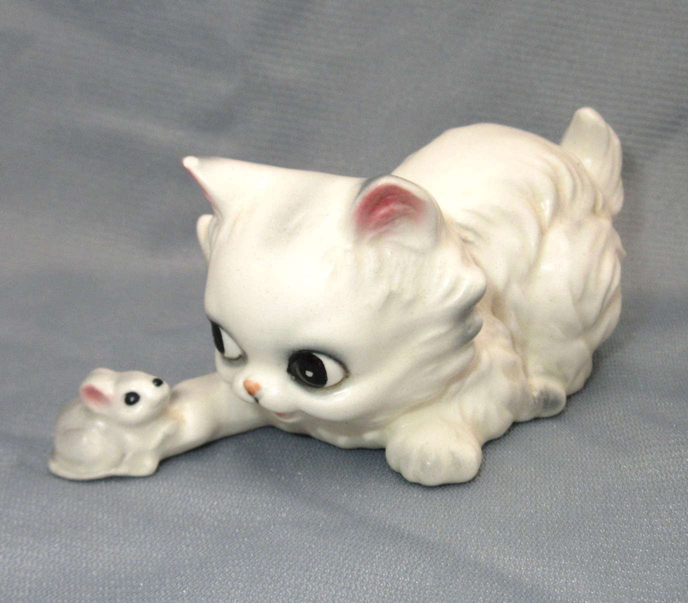 Vintage Japan Josef Originals Persian Cat playing with Mouse Figurine