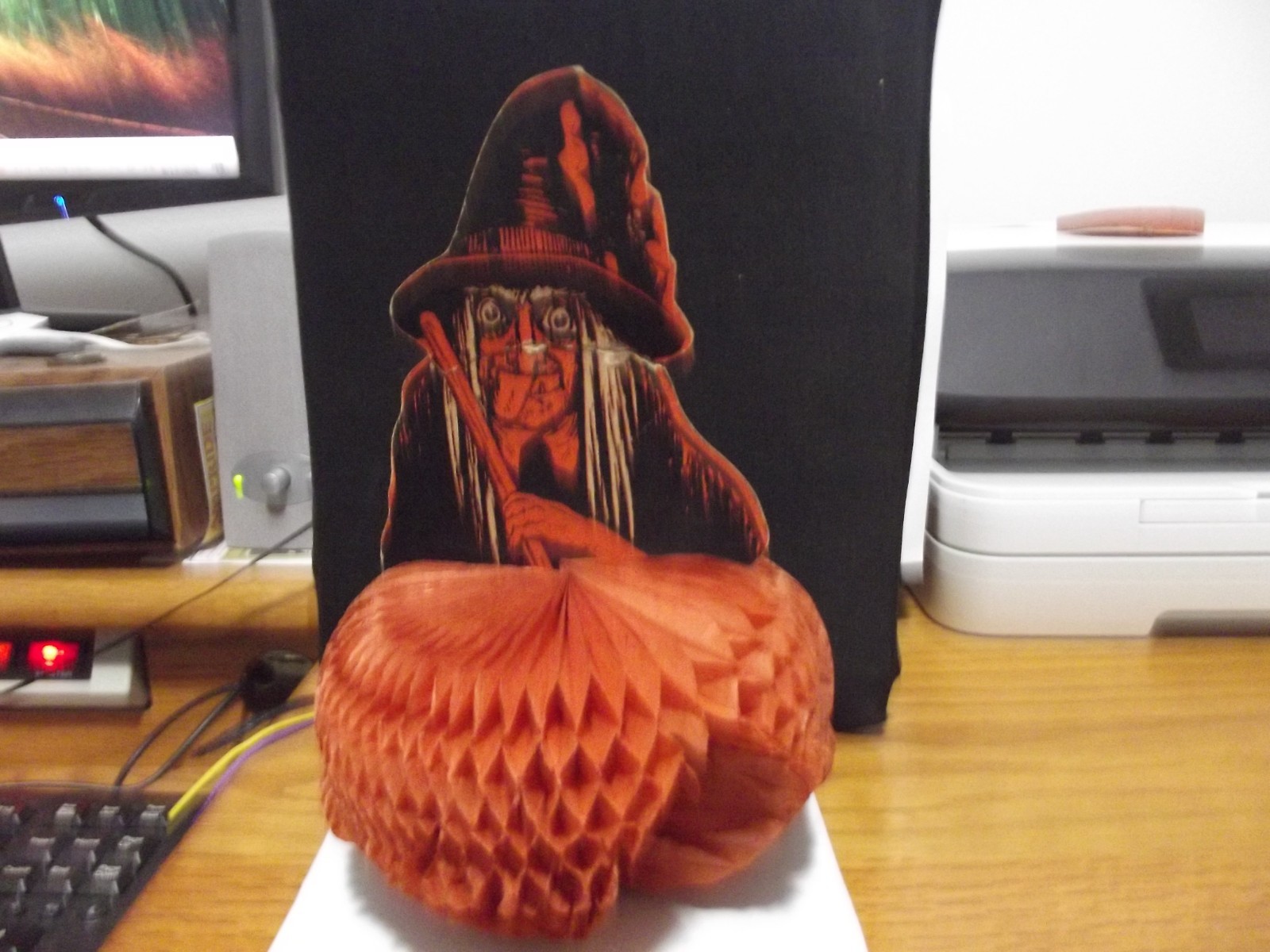 Rare Tare Damage Vintage Beistle Halloween Witch w/Folding Pumpkin Pat. #1593647