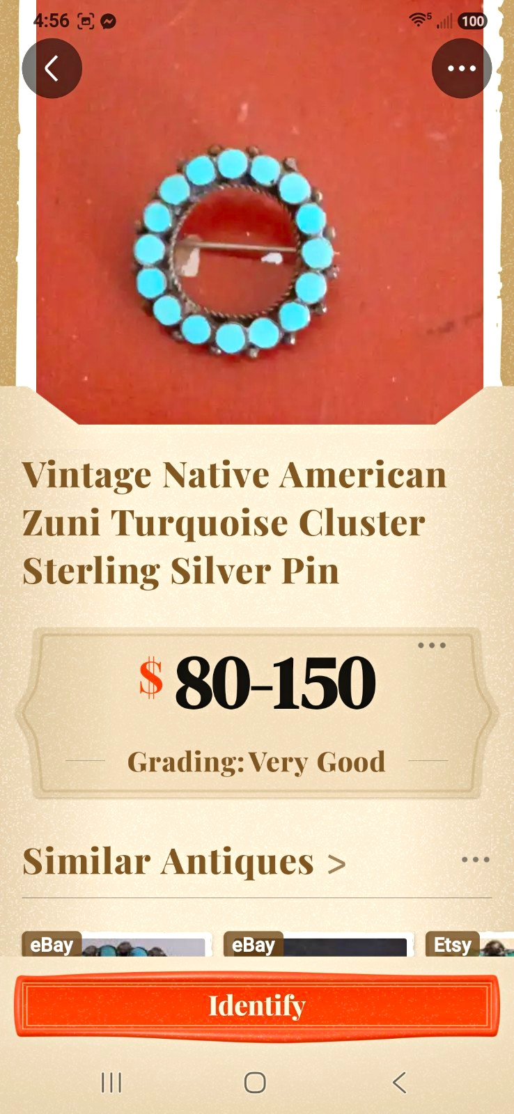 Vintage Zuni Native American Turquoise Cluster Sterling Silver Pin Vintage Zuni Native American Turquoise Cluster Sterling Silver Pin