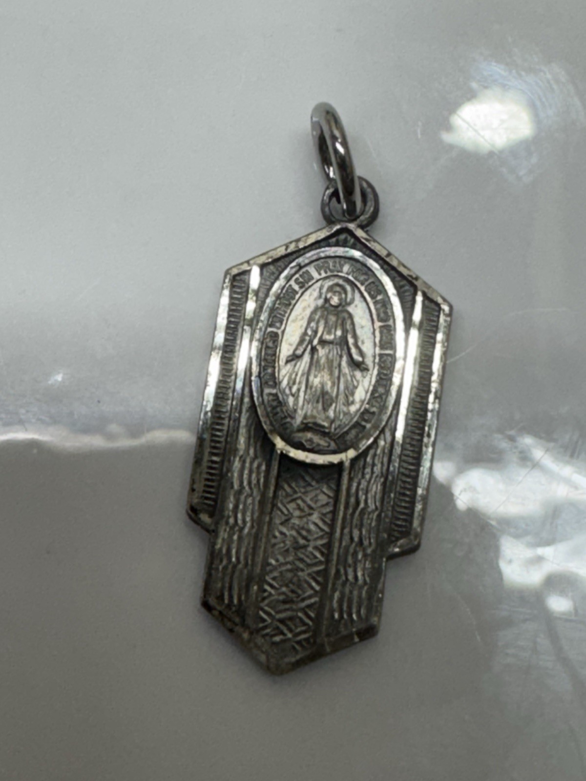 Vintage Sterling Silver 925 Mary Miraculous Religious Charm Marian Cross