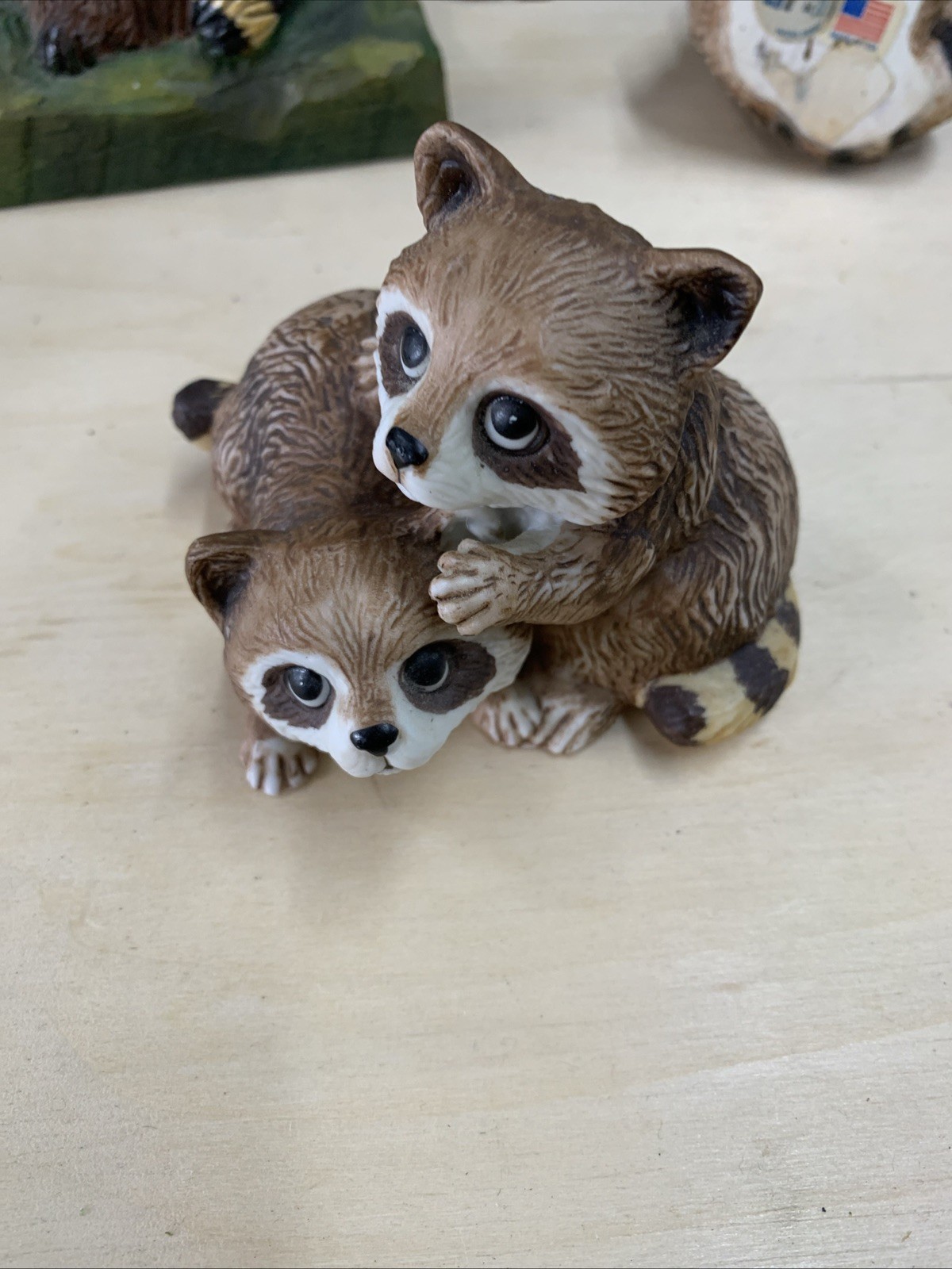 Homco Vintage Ceramic Baby Raccoon Figurine #1454 Collectible Long Live Jimothy