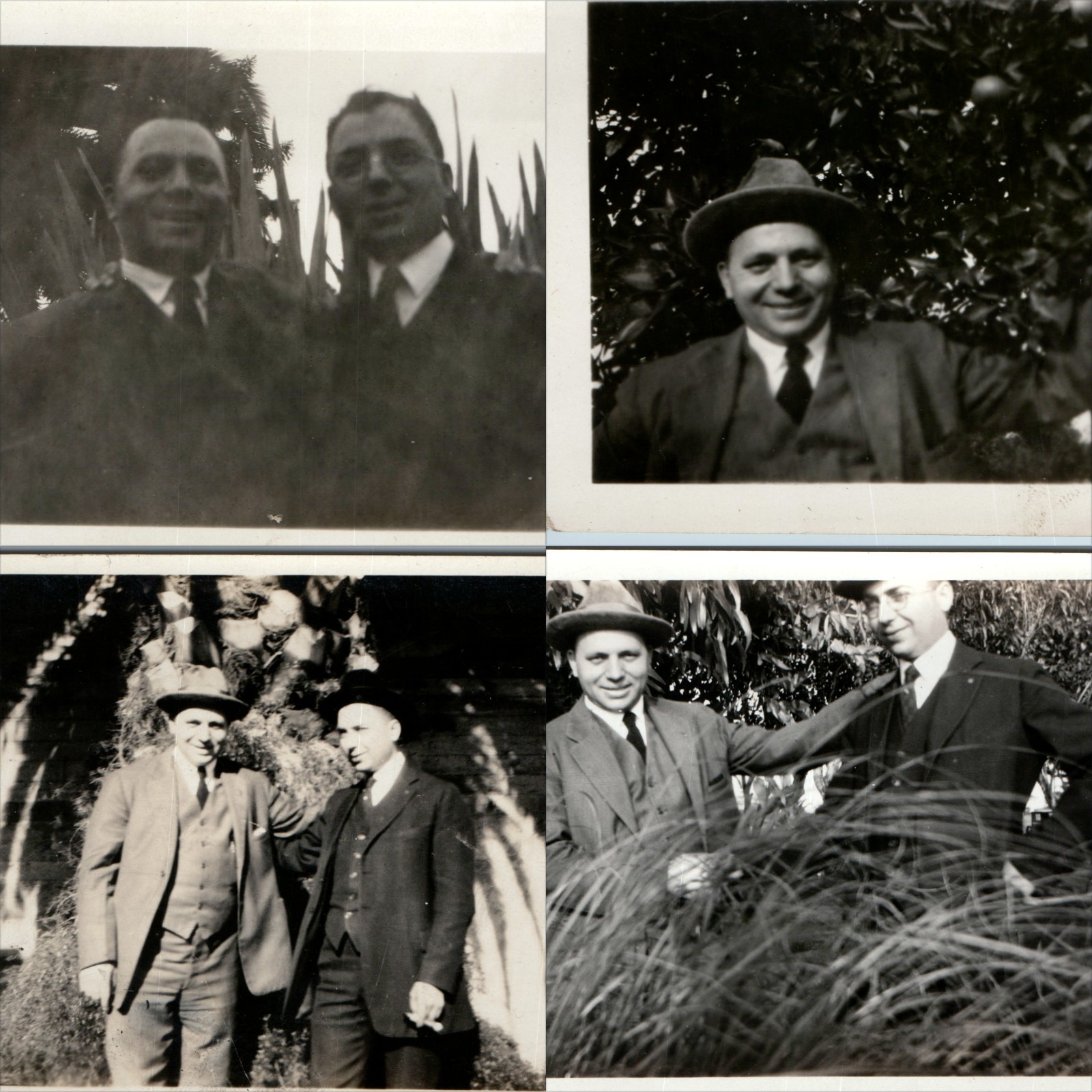 ID'd x4 LOT 1926 Greek Men Kostas Tsakonas Brother Snapshot Photos Suits Fedora