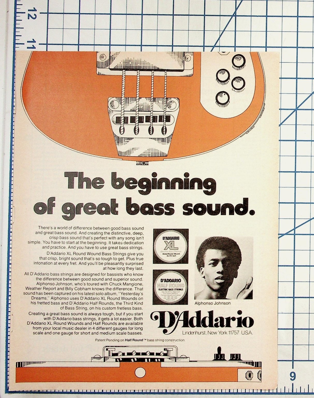 Vintage D\'Addario Bass Strings Ad Alphonso Johnson Weather Report 70s Ephemera