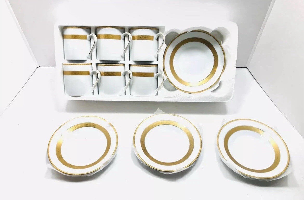 Casati Fine Porcelain 12pcs Mini Cup & Saucer Set, 6 & 6 Cups/...