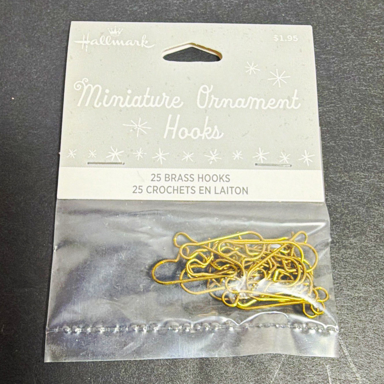 Hallmark Christmas Miniature Ornament Hooks & Hangers Brass Gold Set of 25