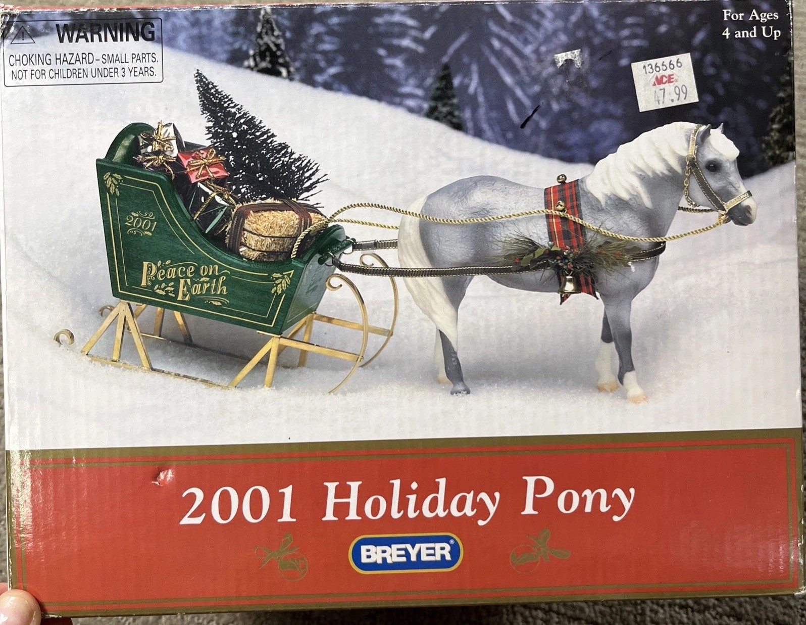 Breyer Christmas Horse #700401 Jingles Holiday Pony Vintage Sleigh Set 2001 Box