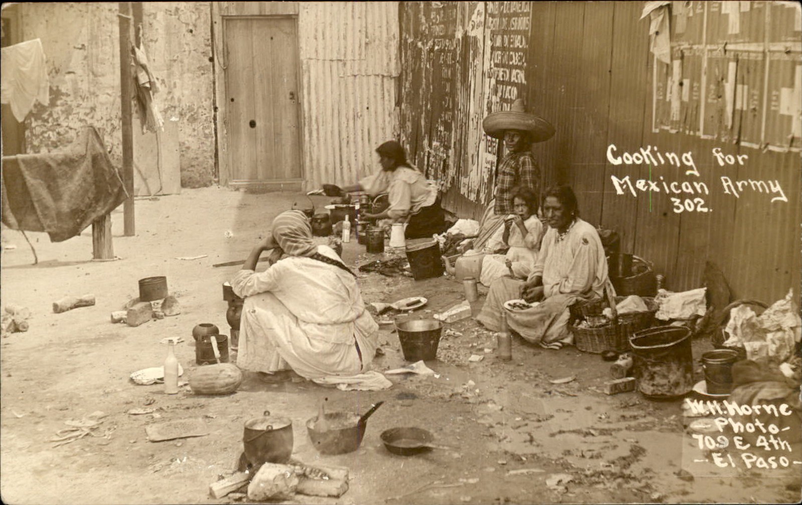 Mexican Revolution Mexico Locals Cooking For Army c1910 Real Photo Postcard bhn
