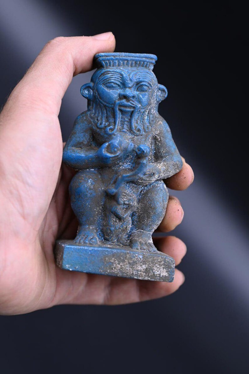 Ancient Egyptian Antiques God Bes Statue Stone Replica Artifact Figurine BC