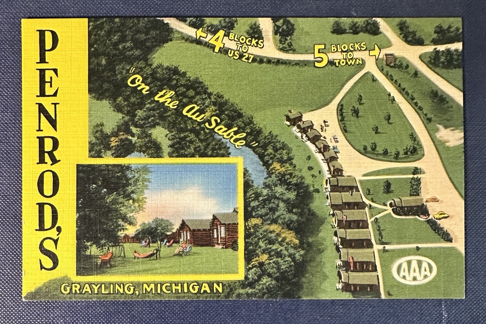 Grayling Michigan Vintage Postcard Penrod\'s On the Au Sable Resort