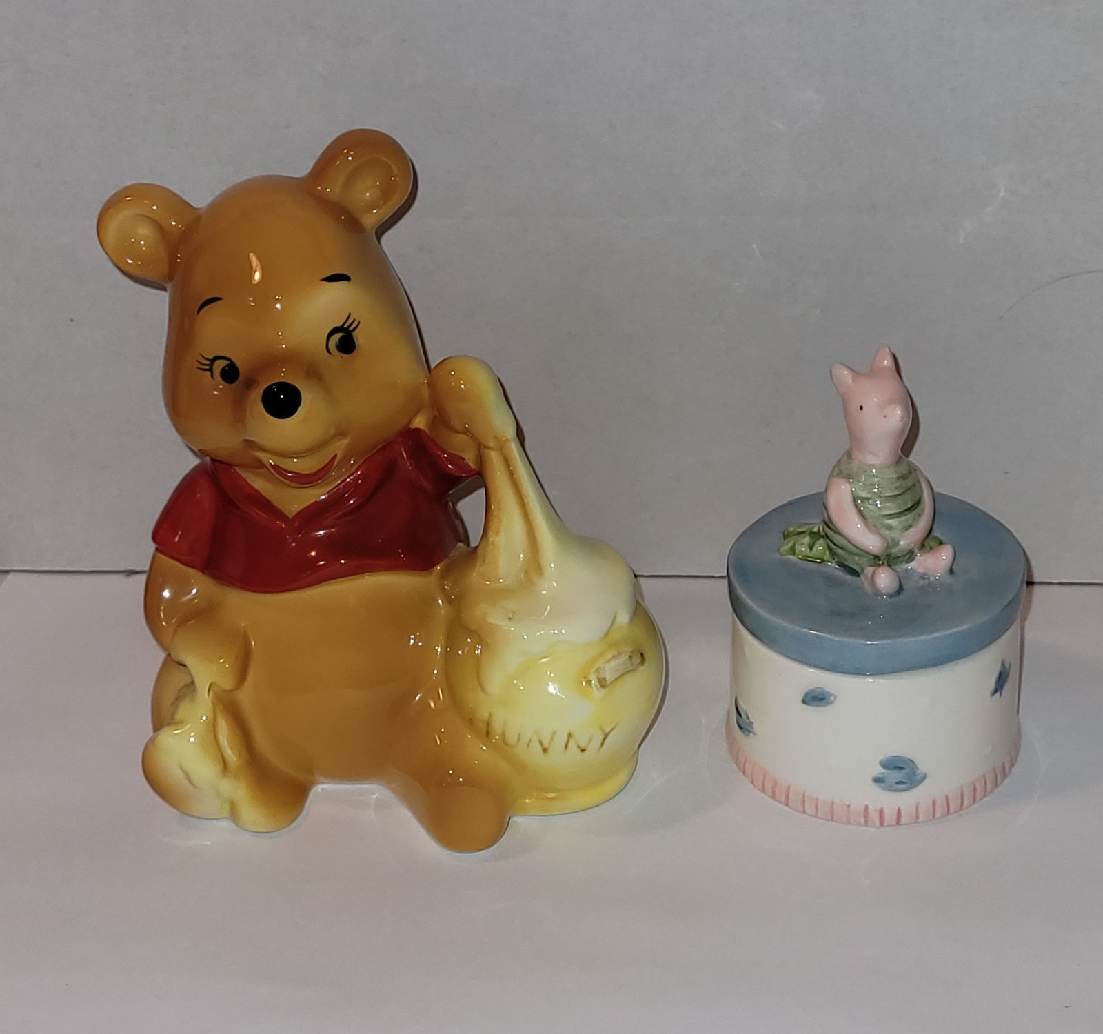 WINNIE THE POOH LOT:  60\'s WDP  Winnie The Pooh & Charpente Piglet Trinket Box