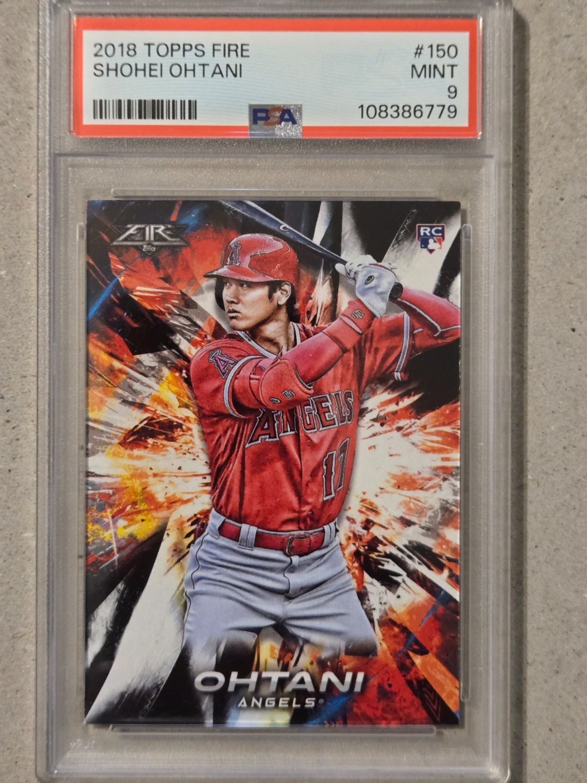 2018 TOPPS FIRE SHOHEI OHTANI ROOKIE CARD #150 GRADED PSA 9 MINT