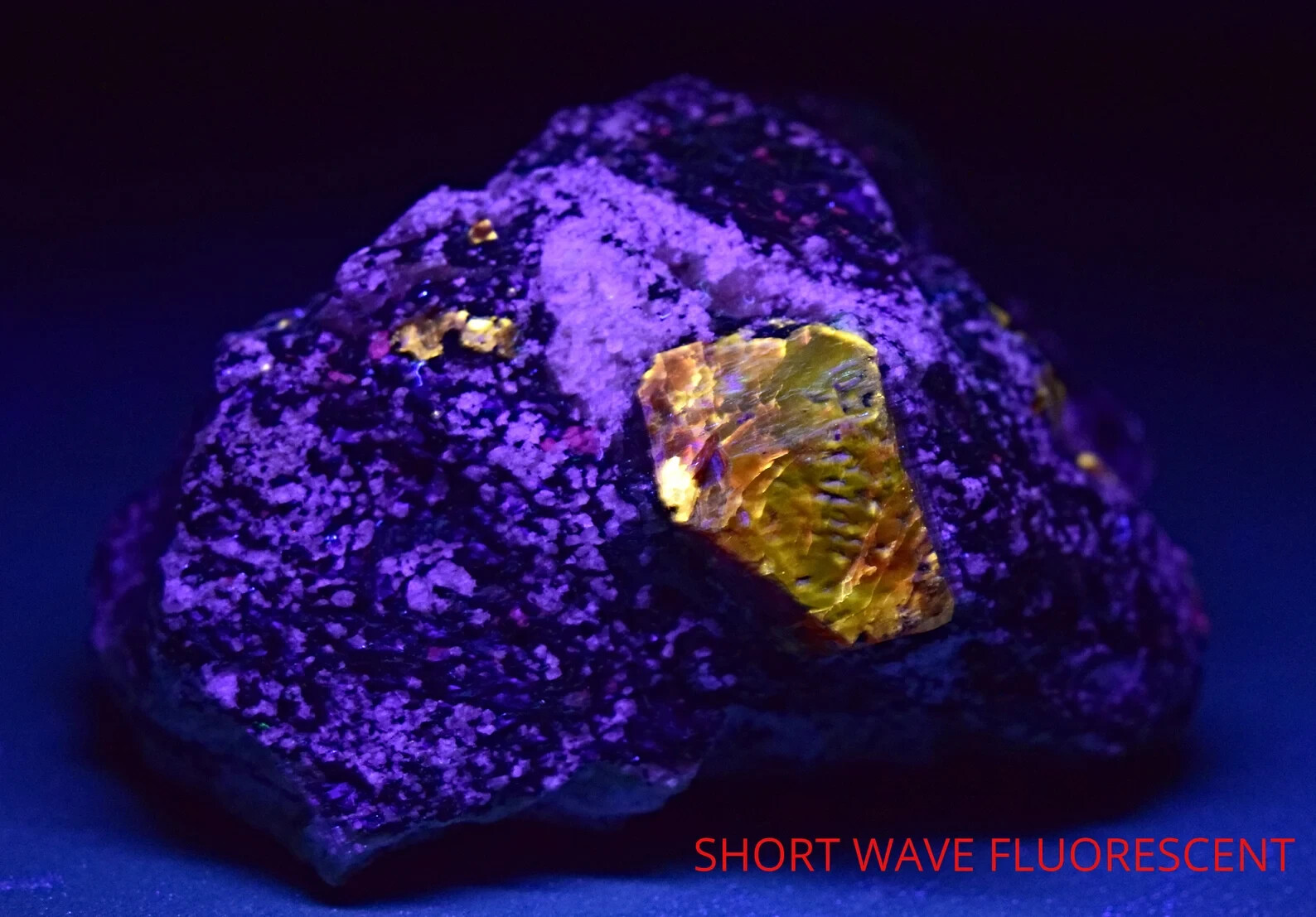 146 Gram Fluorescent Terminated Red Zircone Crystal Specimen