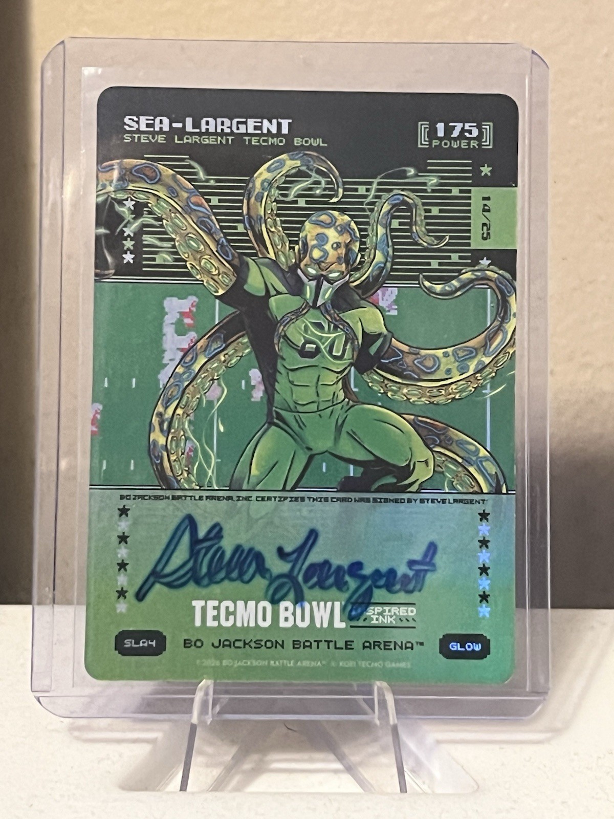 Bo Jackson Battle Arena Tecmo Bowl Sea-Largent SLA4 Glow Autograph /25 Steve Bo Jackson Battle Arena Tecmo Bowl Sea-Largent SLA4 Glow Autograph /25 Steve