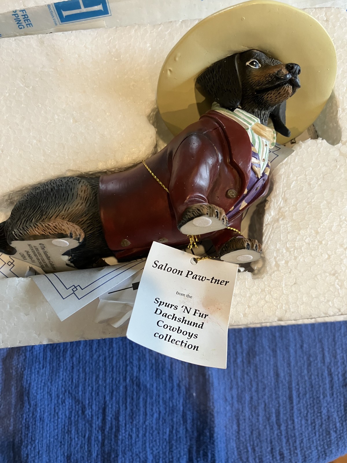 Spurs ‘N Furs Dachshund Cowboy Figurine SALOON PAW-TNER Hamilton Collection