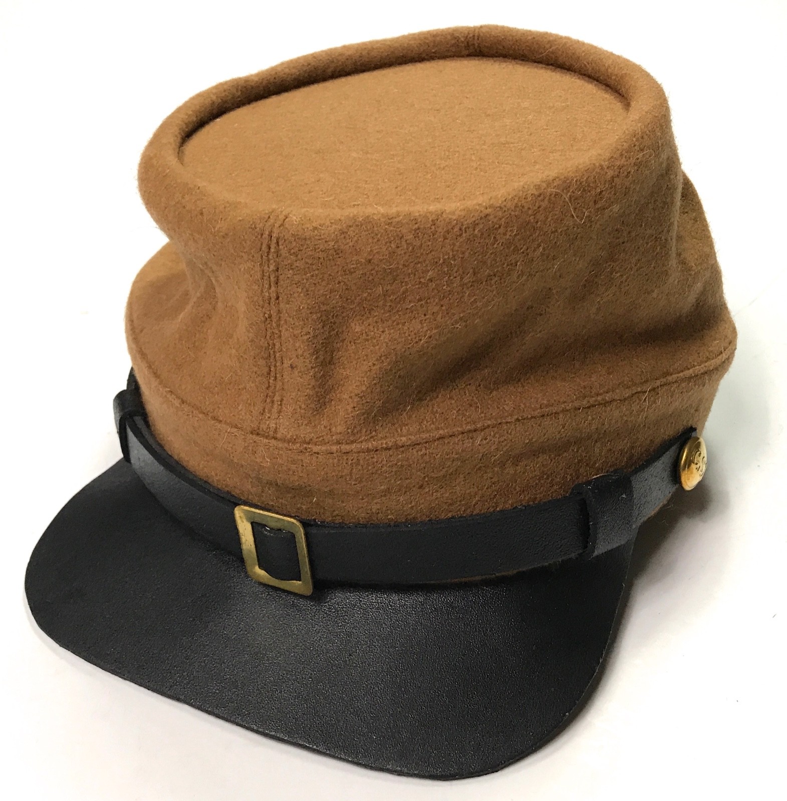 CIVIL WAR CSA CONFEDERATE BUTTERNUT WOOL KEPI FORAGE CAP HAT-XLARGE
