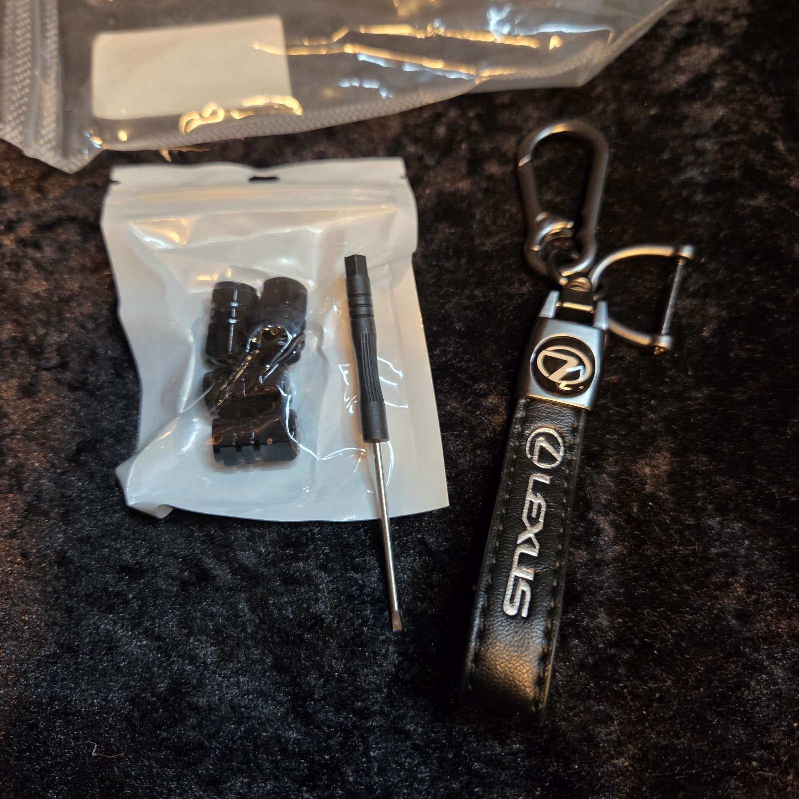 Lexus Car Key Chain  Set with Valve Caps & Precision Screwdriver (New)