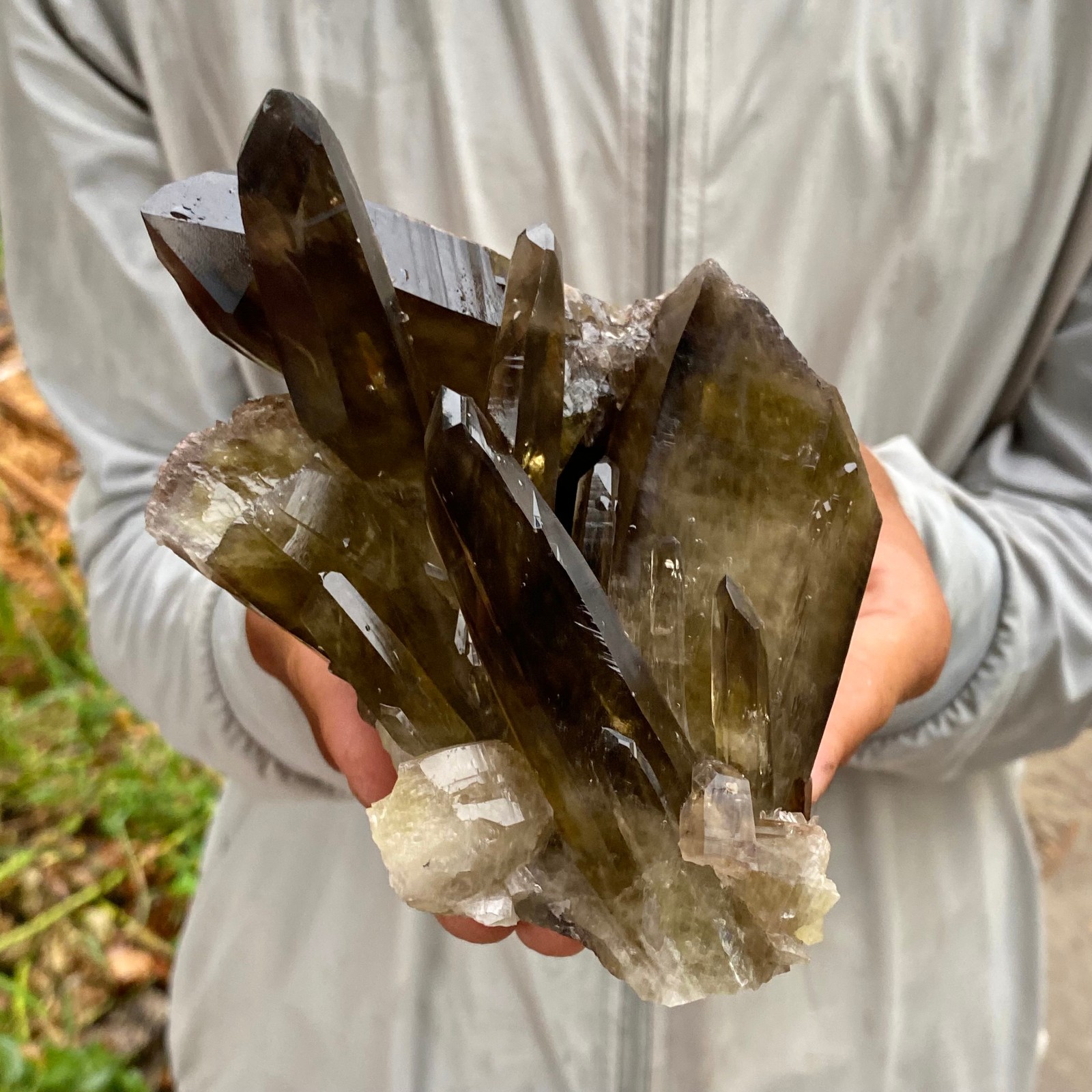 2.15LB Natural Black Smoky Quartz Crystal Cluster Raw Mineral Specimen
