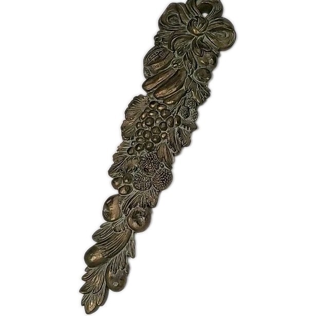 Vintage 1960s Chalkware Baroque/ Rococo Gold Fruit Festoon Drop Wall Plaque 28”