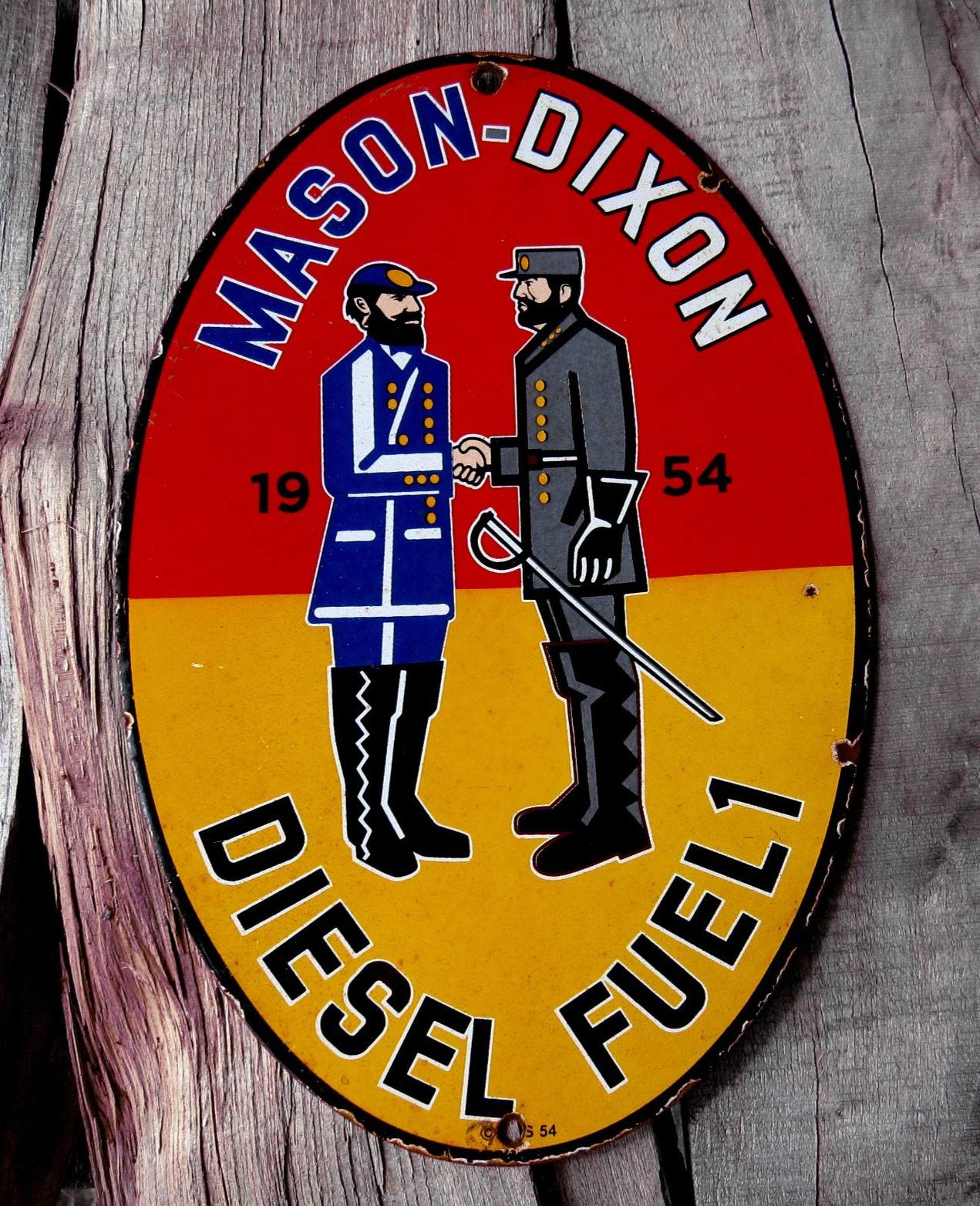 VINTAGE MASSON DIXON DIESEL FUEL 1 PORCELAIN ENAMEL GAS OIL METAL AD SIGN