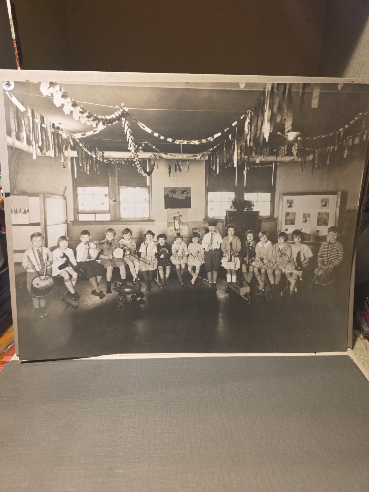 Antique VTG Sepia picture classroom school photo class Band 1926 Antique VTG Sepia picture classroom school photo class Band 1926